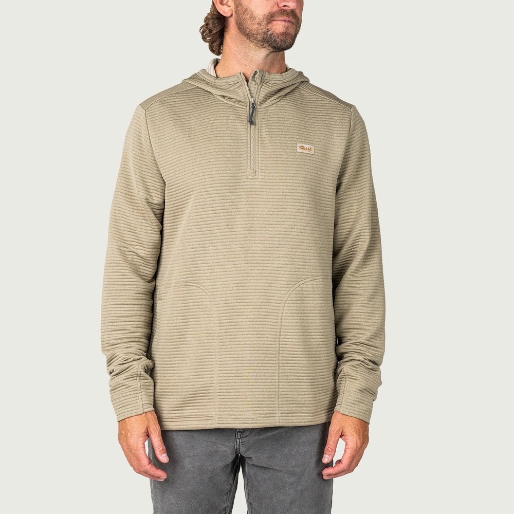 Marsh Wear Sullivan Tech Hoodie Mens M Green 1/4 Zip Ribbed Coriander Pullover